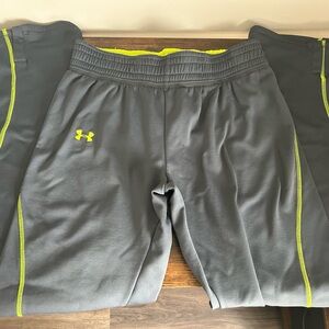 Under Armour Men's Charcoal Shorts with Neon Yellow Trim